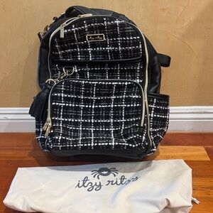 Itzy Ritzy Tweed-Style Backpack in Black and White